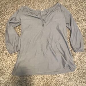 J.Crew Gray Cotton 3/4 Sleeve Casual Top‎ Blouse Size M